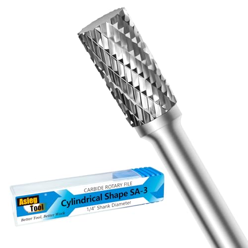 Image of SA-3 Tungsten Carbide Burr Rotary File Cylindrical Shape Double Cut for Die Grinder Drill Bits 1 /4'' Inch Diameter of Shank and 3 /8'' Inch Diameter of Cutter 3 /4'' Inch Cutter Length