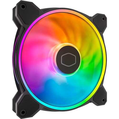 Cooler Master MasterFan MF140 Halo2 ARGB - Ventilateur de Boîtier 140mm, Éclairage ARGB à Double Boucle, Roulement Rifle, Pales Air Balance Agrandies avec Capteur Anti-Blocage & Driver IC Amélioré