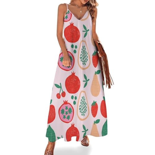 Robe Longue pour Femme Ete Imprimé Fruit - Robe Maxi Plage & Voyage