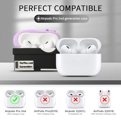 Image of [2Pack] Gedicht for Apple Airpods Pro Case Cover, Cute Cartoon Shoe Box Soft Silicone Protective Cases for AirPods Pro 1st Generation Case with Keychain for Women Men, Red+Purple