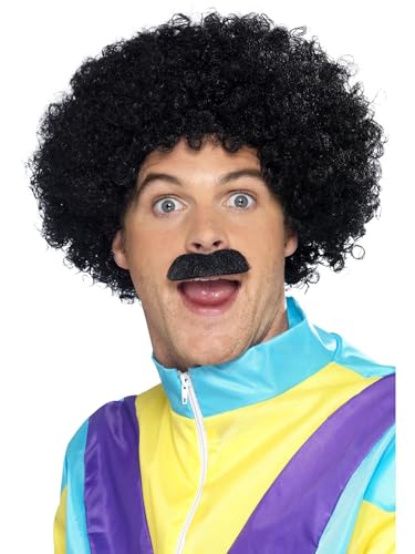 Smiffy's Panoplie Scouser, noire, perruque bouclée & moustache