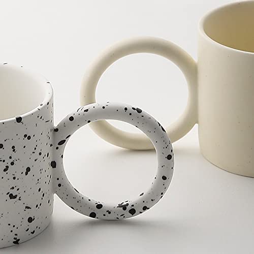 Nordic Mugs With Big Round Handle Ceramic Creative Splash Ink Mug Creative big Ear Fat Ceramic Big Ear Cup Gifts for Mother and Friends