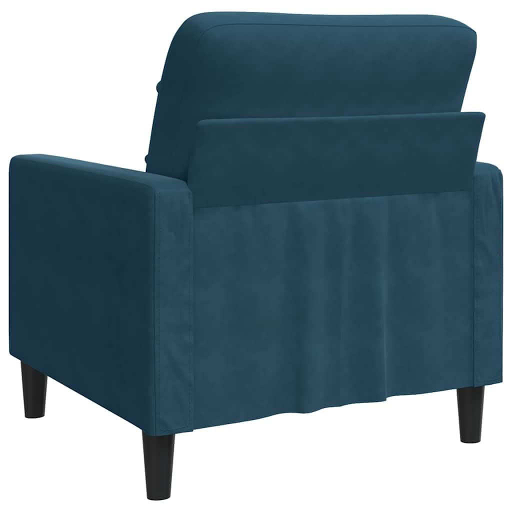 Poltrona blu in velluto con struttura in metallo, larghezza della seduta 60 cm e comfort imbottito, per soggiorno, camera degli ospiti e ore di relax