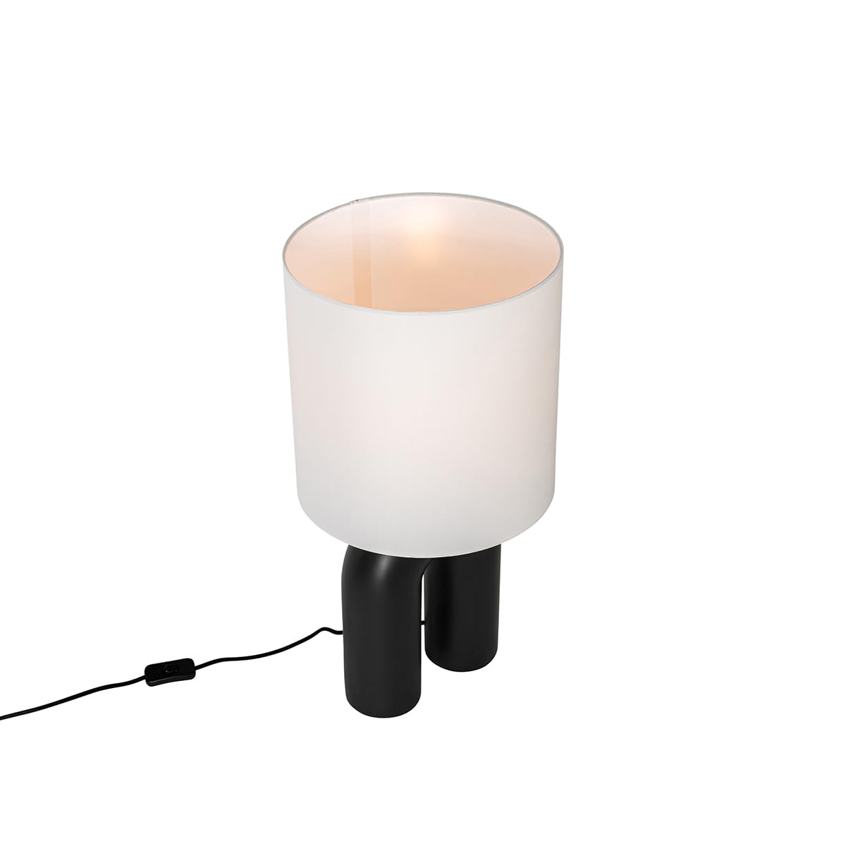 Qazqa Diseño Lámpara de mesa negra con pantalla de lino blanco - Lotti Plástico/Textil Orgánica Adecuado para LED Max. 1 x 40 Watt