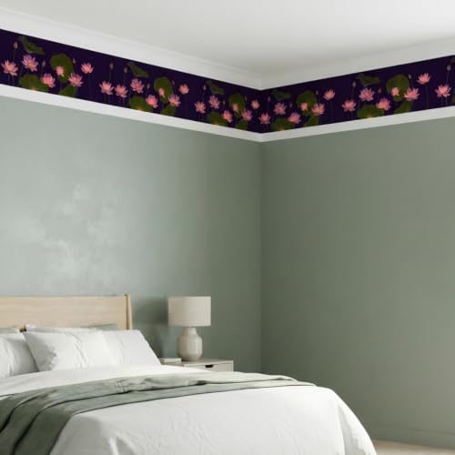 Image of Decorative Peel and Stick Wall Border Sticker 4 Inch x 4 Feet | Waterproof Self Adhesive PVC Wallpaper Border | Floral, Vintage & Traditional Designs | Wall Trim for Home Decor, VWB6