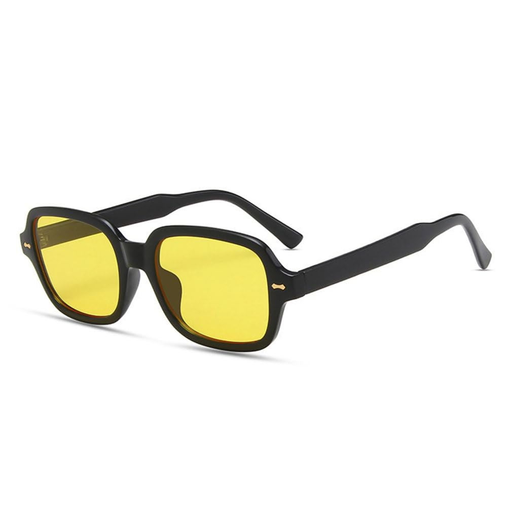 Lunettes de soleil rectangle LVTFCO rétro noir jaune protection UV400 - 7