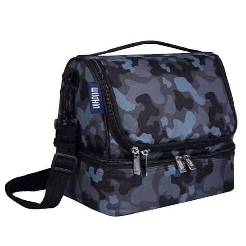 Wildkin Kids Two Compartment Insulated Lunch Bag – Keeps Food Hot or Cold, Easy-Clean Lining, Leak-Resistant & BPA-Free – Boys & Girls, Ideal for School, Travel & Daycare – Black Camo by Wildkin - Used condition - US$22.93