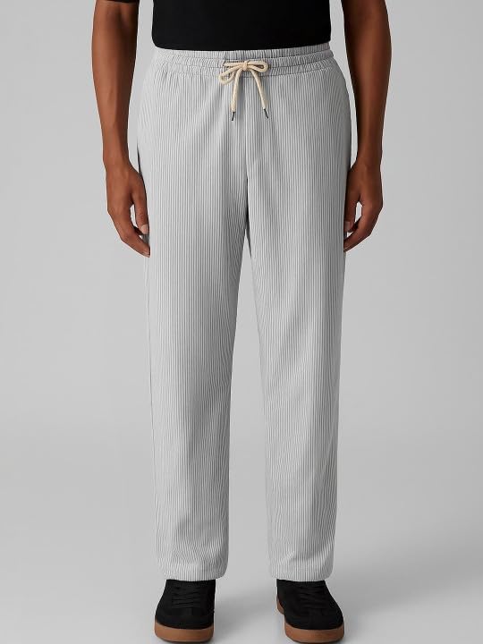 Image of Men's Comfortable Corduroy Pants | Relaxed Fit Stretch Waist Trousers for Everyday Wear Cream