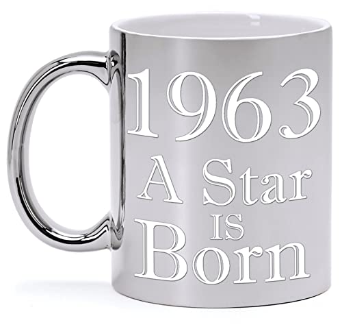 Tazza in Ceramica Metallizzata Argento per Compleanno 60 Anni A STAR...