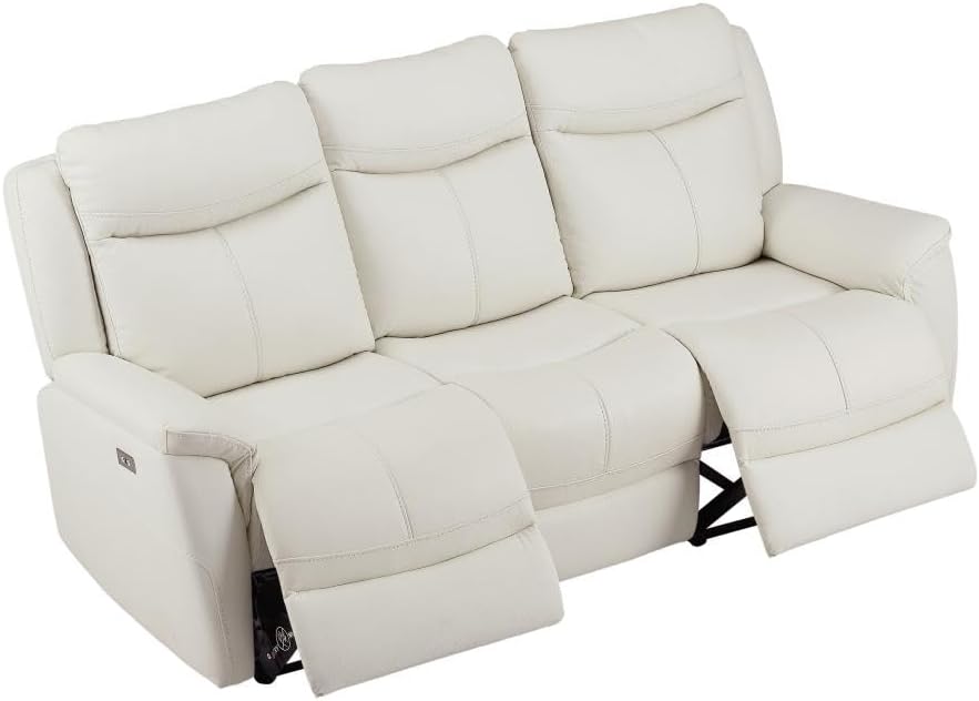 Бурчтуу view of the Vente-unique NOMAJO sofa with both end seats fully reclined, showing the extended footrests and the mechanism.