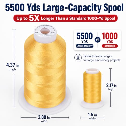 Image of Simthread 5500Yds /5000M 40WT Polyester Embroidery Thread Butternut S024 | High-yardage 5000M spool offers smooth feeding and stable 40WT polyester thread for home and commercial embroidery machines.