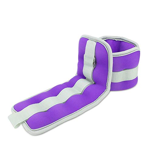 BeGrit Pesas de Tobillo Ajustables con Correa de Velcro para piernas, Resistencia y muñeca, 2 Unidades para Ejercicio, Gimnasio, Correr, Fitness, Correr, aeróbic (Morado, 0.25kg)