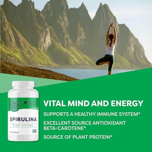 Vimergy Spirulina Capsules – Concentrated Plant Protein Supports Immune Health & Cardiovascular Function – Vegan thumb #1