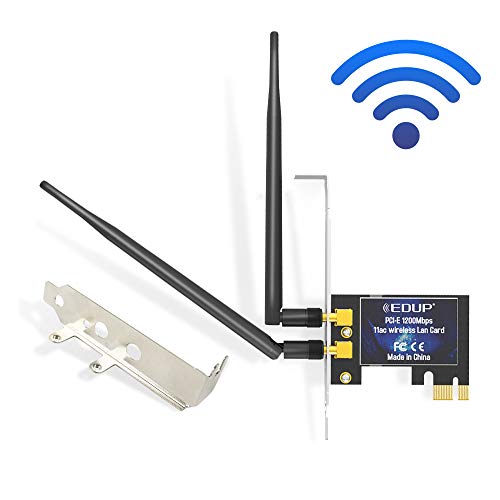WiFi PCIe Card Ac 1200Mbps Wireless Dual Band PCI Express Adapter 802.11ac Network Card with 2Ã—6dBi High Gain Antennas for Desktop PC Gaming, Support Windows 7/8.1/10