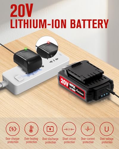 Image of Cordless Drill Set with Battery and Charger, AVID POWER 20V MAX Lithium lon Power Drill Kit, 550RPM Variable Speed & 3 /8-Inch Keyless Chuck,16 Position and 22pcs Drill Bits(Black)