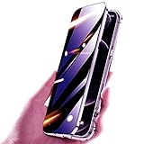 HENGHUI Lockable Anti Peeping Case for iPhone 14 Pro Max Magnetic Glass Case Built-in Camera Lens Protector Privacy Screen Protector Anti peep Bumper Cover (Dark Purple)