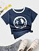 heekpek Tshirt Damen Baumwolle Kurzarm T-Shirt Sommer Oberteile Tops Rundhals Tee Bedruckte Lässig Shirts Marineblau XXL