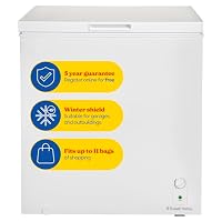 Russell Hobbs White Chest Freezer 198L Freestanding, Adjustable Thermostat, Chill or Freeze Function, 4 Star Freezer Rating & Suitable for Outbuildings & Garages RH198CF0E1W