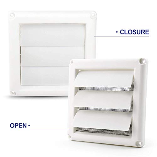 Funmit 4" Dryer Vent Cover For Exterior Wall Vent Hood Outlet Airflow Vent Dryer Air Vent With Screen Includes 4 Screw For Easy Installation (White) #TOP3
