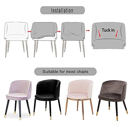 Lipor Set Of 1 Stretch Grey Dining Room Chair Cover Jacquard Curved Back Accent Chair Slipcover Mid Century Modern Armchair Cover Chair Protector For Office Home Living Room (Grey, 1Pc) #TOP4