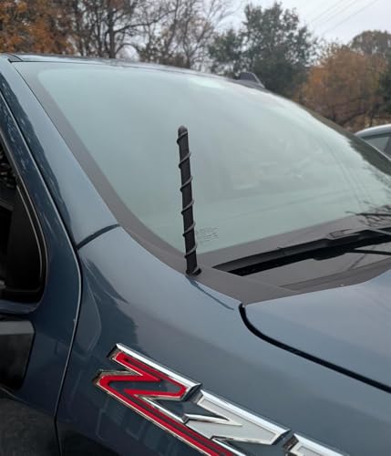 Image of Short Antenna Compatible with Chevy Silverado 1500 & GMC Sierra Trucks, Internal Copper Coil for Enhanced Reception, 7 inches Spiral Rubber Chevy Antenna Replacement Accessories