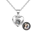 Custom Photo Projective Necklace, The Memory of Love Nanotechnology Necklace 925 Sterling Silver Girls' Pendants Necklace (silver Full Color 18)