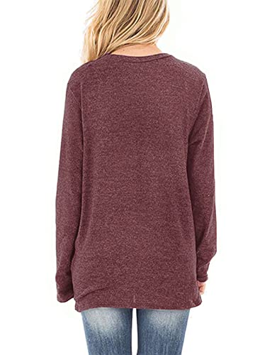 SimpleFun Womens Tops Long Sleeve Shirts V Neck Loose Fit Twist Knotted Fall Tunic Sweaters Blouses4