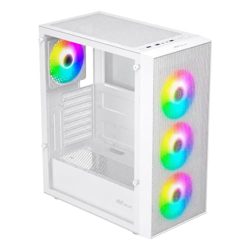 Image of Ant Value VM40 ARGB Mid Tower Computer Case /Gaming Cabinet with Mesh Front Panel - White | Tempered Glass| Motherboard Support ATX, Micro-ATX, Mini-ITX | 4X Pre-Installed ARGB Fans