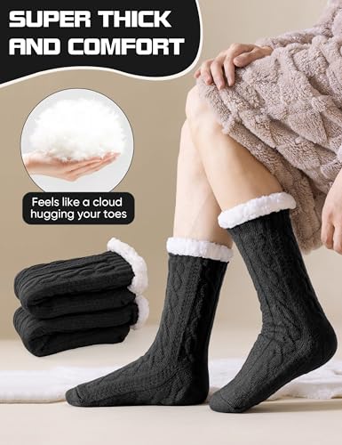 Mens Slipper Socks Winter Warm Fluffy Thick Heavy Thermal Fleece Lined Non Slip Home Socks3