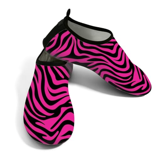 Zapatos deportivos acuáticos unisex con estampado de cebra rosa y negro para playa