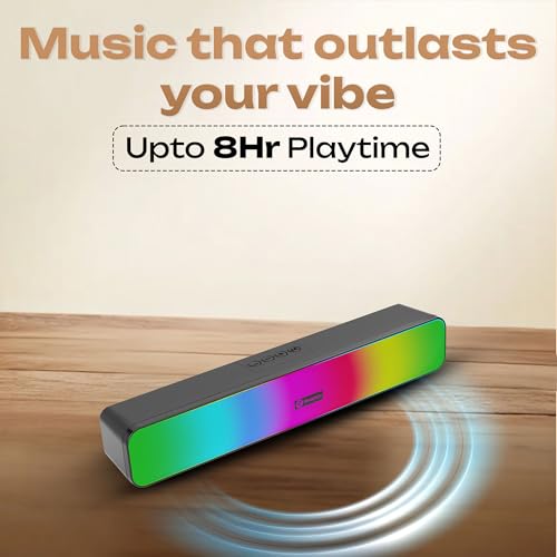 Image of Boom Flash 20W Soundbar with Upto 8Hrs Non-Stop Music, Sound Bar for Television and Multiple Compatibility Modes, Deep Bass, Powerful Sound - Visibing Black