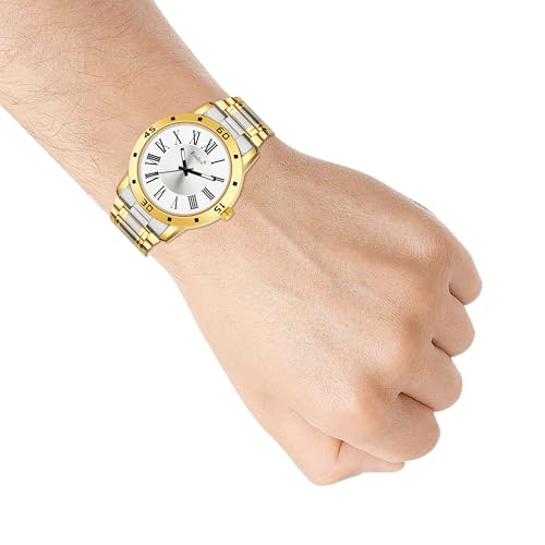 Image of Evelyn Men's Watch, Two-Tone Gold and Silver Analog Watch, Roman Numerals, Metal Band Eve ST 22