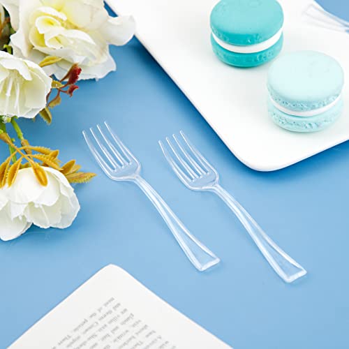 Wdf 300 Pieces Clear Plastic Mini Forks 4 Inches Clear Plastic Forks Heavy Duty Plastic Tasting Forks | Appetizer Forks (Clear Forks) #TOP4