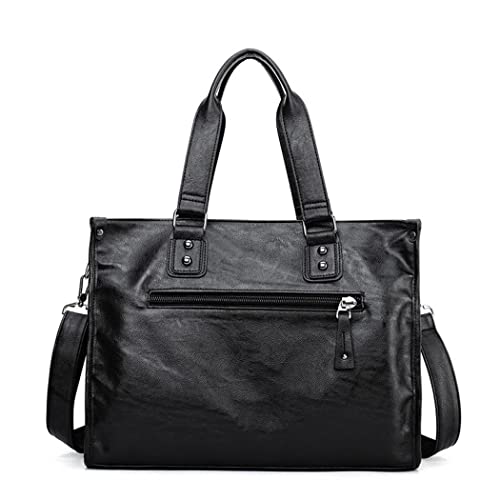 Men's Casual Briefcase Crossbody Retro Business Bag Large Capacity Handbags Black3
