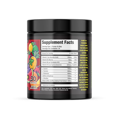 Image of Dubby - Gamer Energy Drink Powder for Gaming - Sugar Free Energy Drinks, Nootropics Jitter-Free Natural Energy Powder, Fruit Punch Lemon Lime Flavor, 30 Serving, 5.61 Ounces (Pushin Punch)