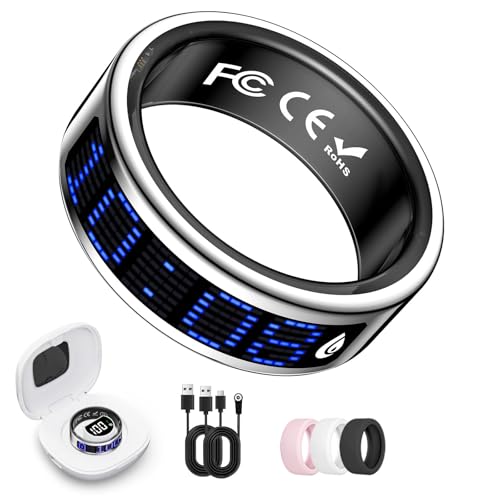 Image of Smart Ring for Women & Men, Fitness & Health Tracker with Display Screen, IP68 Waterproof Smart Rings for Health Monitoring, Fitness Tracker Ring with Call Notification, No App Fe