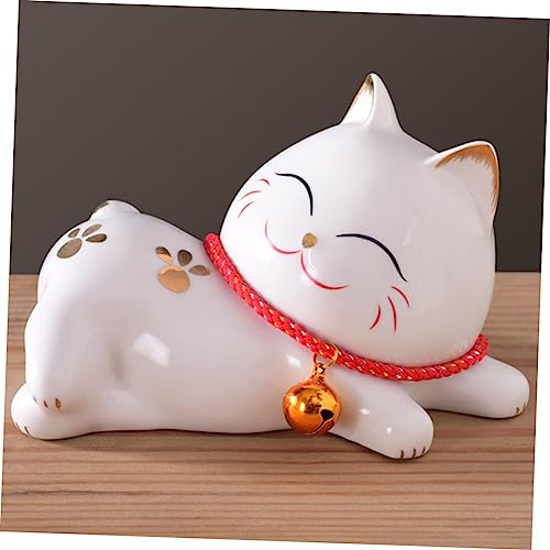 Chat décoratif en céramique blanche pour salon chic et bureau moderne - 4