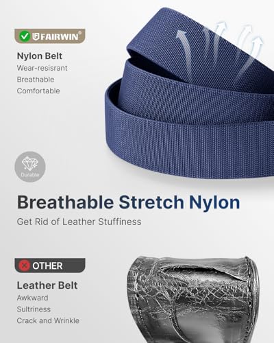 Image of FAIRWIN Ratchet Belt Men - Tactical Stretch Nylon Web Work Belts, Gift for Casual Jeans, Pants, Golf, and Everyday Use