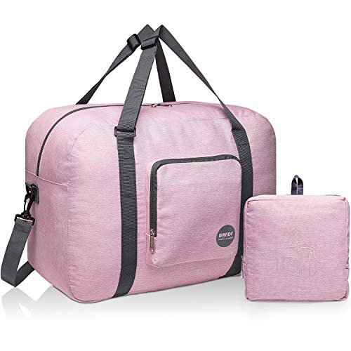 WANDF Foldable Travel Duffel Bag Sac de Voyage Pliable Sac de Sport Gym Résistant à l'eau Nylon (40L Rose Clair) Cover