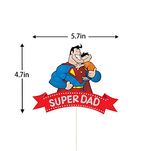 Image of Festiko Happy Father's Day Cake Topper for Dad Birthday Celebration | Black Glitter Super Dad Cake Decoration for Fathers Day Party, Cake Cutting, Family Celebration & Dessert Table Decor