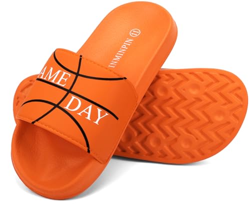 Image of INMINPIN Kids Boys Girls Ball Sprots Slides Sandals Ultra Comfortable Beach Pool Shower Shoes House Slide Indoor Outdoor for Sports Fan