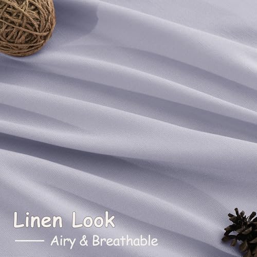 Image of Nanspring Lavender Purple Linen Curtains 96 Inches Long for Living Room Boho Decor Light Filtering Semi Sheer Curtain Back Tab Rod Pocket Modern Luxury Drapes for Bedroom Office 52x96, 2 Panels
