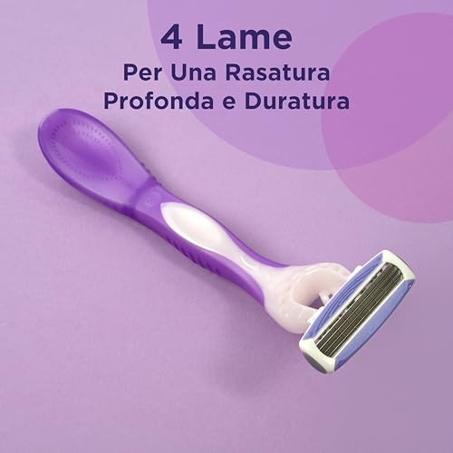 Wilkinson Sword - MyIntuition Quattro Smooth Violet Bloom - Einwegrasierer - 2 Gleitstreifen mit Aloe Vera und Vitamin E - Packung 3+1 – Ansicht 3