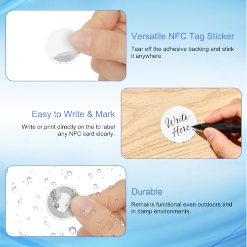 OFFCUP NFC Tags Sticker, 20 Stück NFC Ntag213 Aufkleber Wiederbeschreibbar NFC Chip 144 Byte Memory, NFC Stickers Kompatibel mit TagMo und Amiibo und NFC fähigen Handys und Geräten