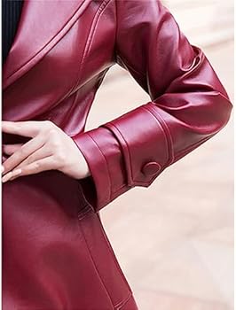 Flare Faux Lederen Jas Gekerfd Revers Lange Mouw Puff Mouw Rok Zwart Elegante Lederen Blazer Slim Fit, Zwart, 6XL