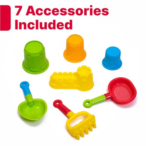 Image of Step2 Naturally Playful Sandbox II, Kids Sand Activity Sensory Play Pit, Summer Outdoor Toys, 7 Piece Water Toy Accessories, for Toddlers 1+ Years Old