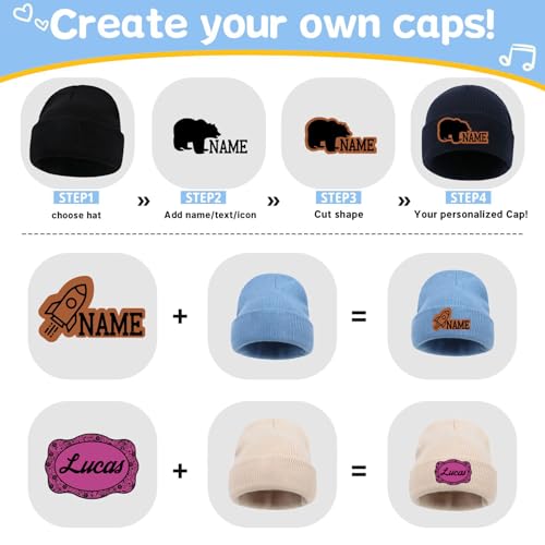 Personalized Toddler Beanie Caps for Boys Girls, Custom Winter Knitted Hat for Kids, 3 Sizes Beanies for Newborn to Adults3