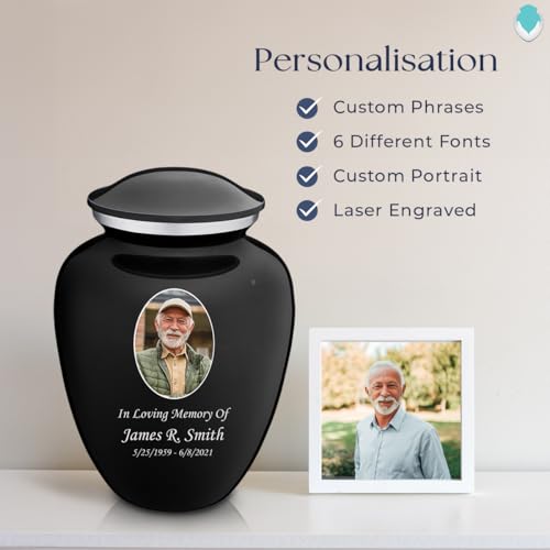 Image of Geturns Embrace Adult Personalized Picture Cremation Urns for Human Ashes I Large Photo Black Funeral Urn for Men and Women I 200 lbs