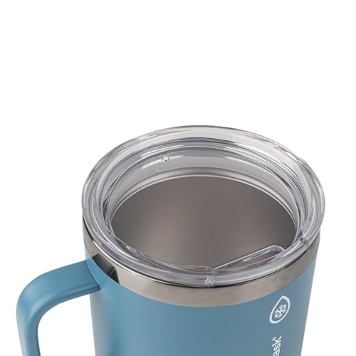 Image of ThermoFlask Insulated Coffee Mug with Handle and Splash-Resistant Lid (12 oz, Dusty Blue) - Stainless Steel Travel Mug for Coffee & Tea