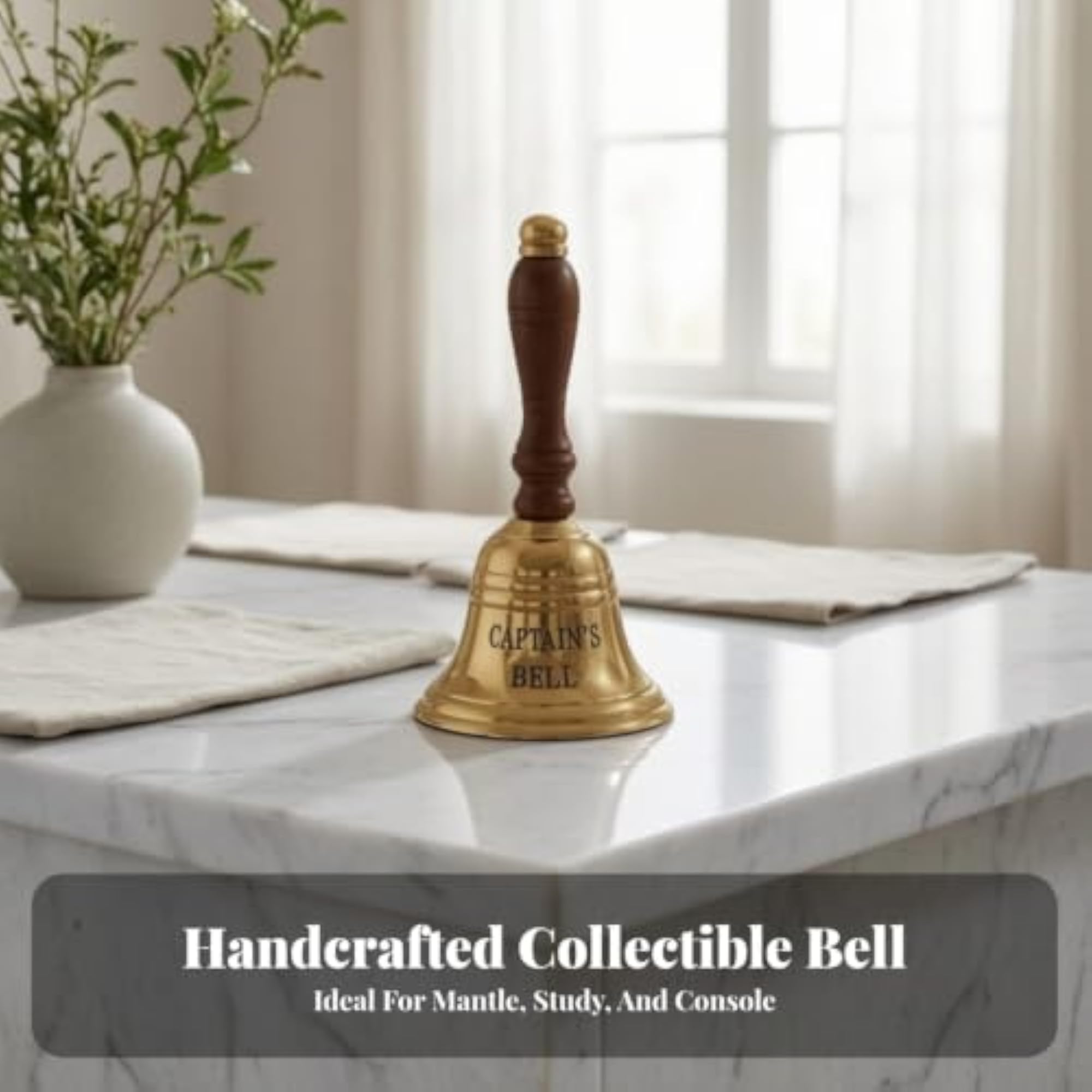 Gold-Tone Captain's Bell with Rosewood Handle
